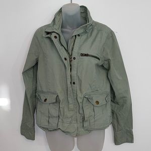 GAP Women’s Khaki Green Short Utility Douglas Fir Denim Jacket Size Small